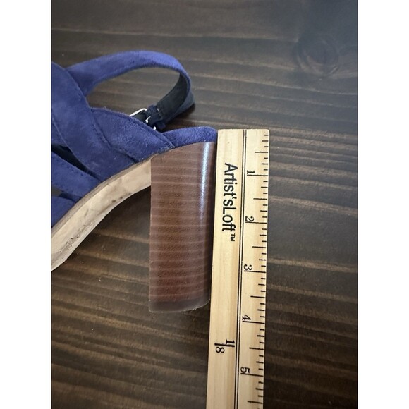 Via Spiga‎ Galore Swirl Strap Chunky Heel Sandals Blue Suede Women's SIZE 7 - Picture 9 of 9